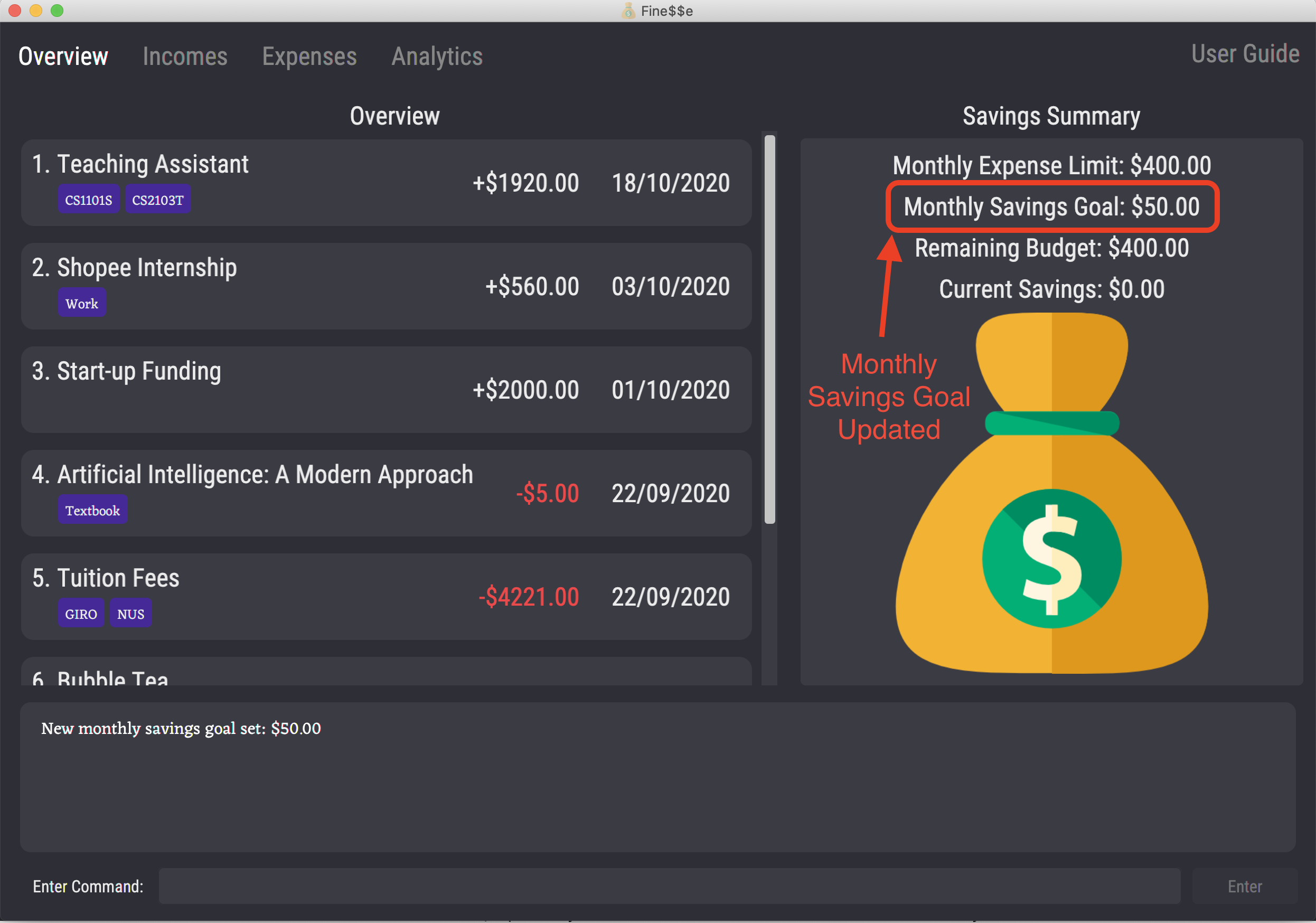 Set Savings Goal